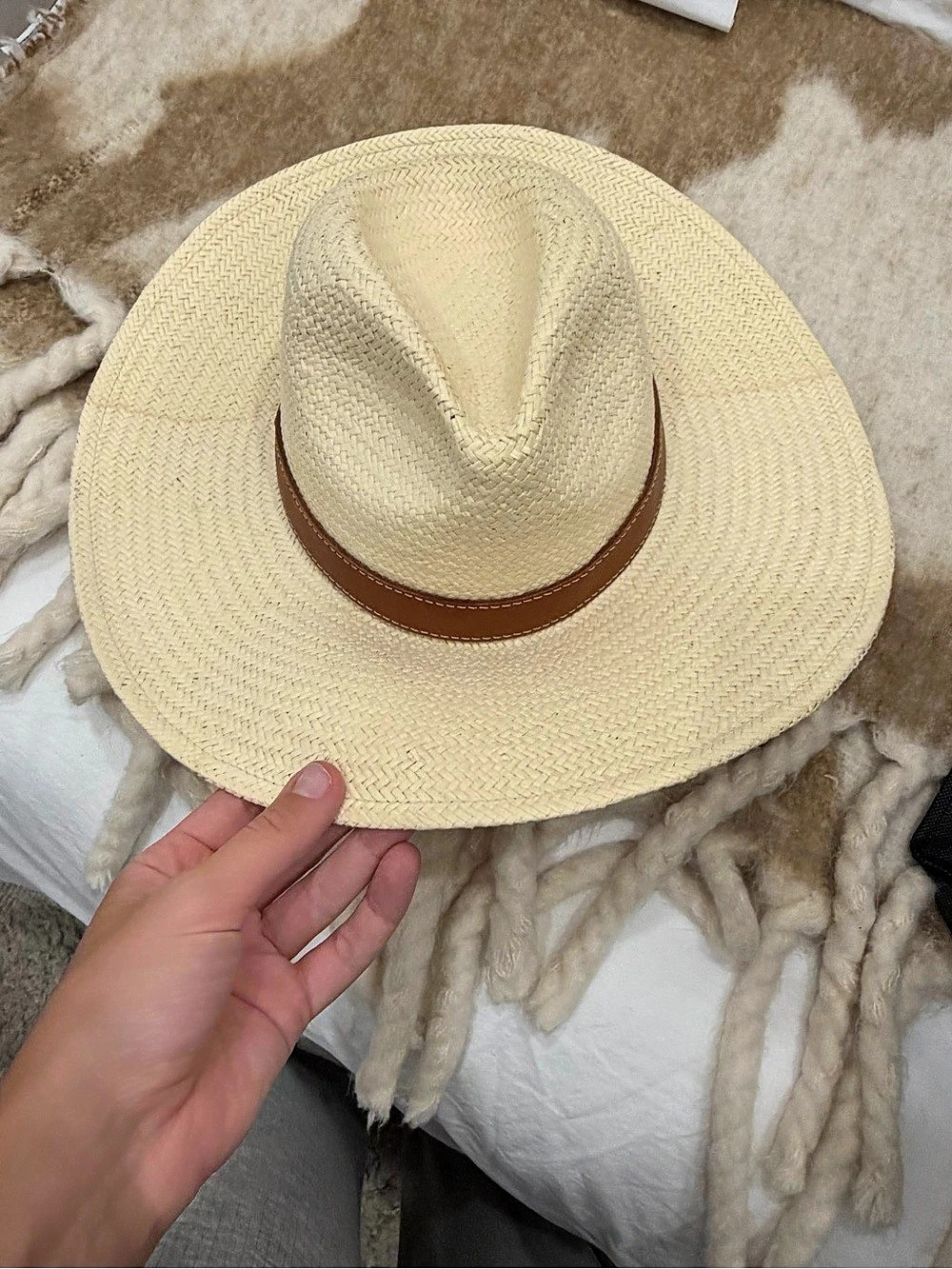 Madewell Handwoven Straw Hat Straw Western Hat Beige Brown M/L Like New